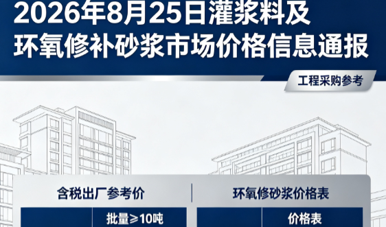 湾岭镇2026年8月25日灌浆料及环氧修补砂浆市场价格信息通报